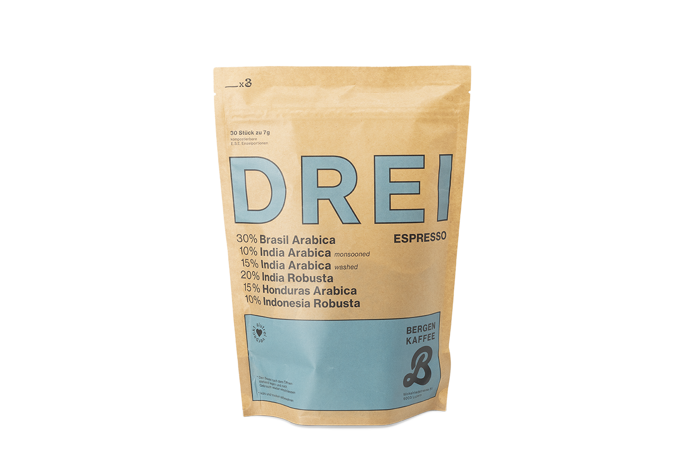 ESPRESSO Bergen Kaffee DREI E.S.E. Kaffeeportionen 44mm - KOFFEINSHOP